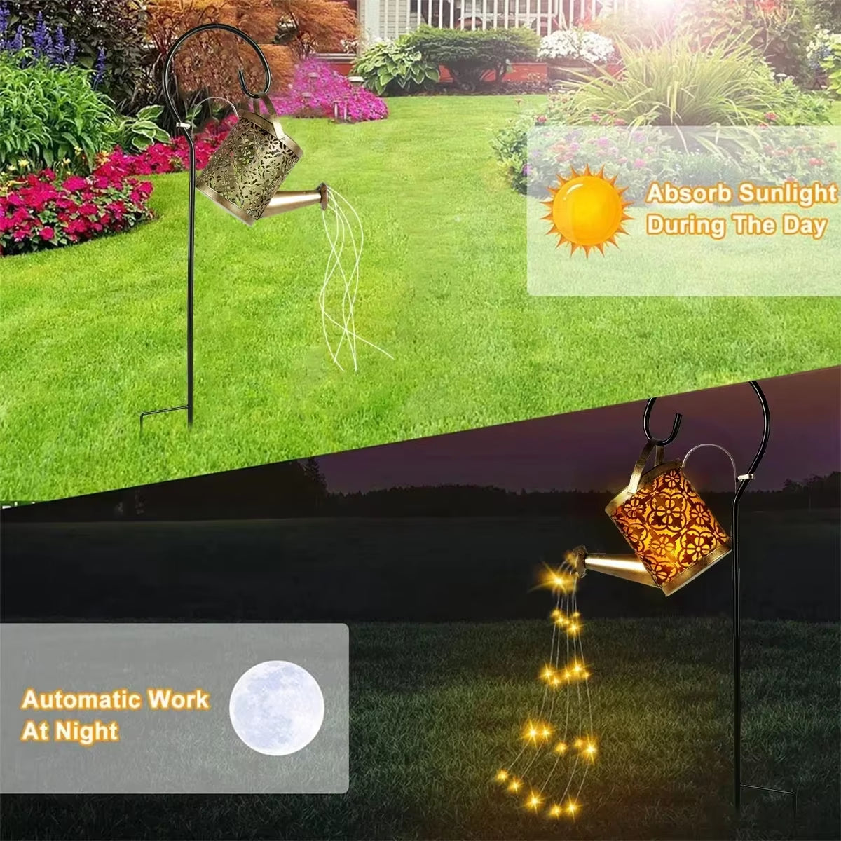 Solar LED Star Watering Can Lamp - Charming Outdoor Garden Decoration & Landscape Lighting for Trails, Lawns, and Yards