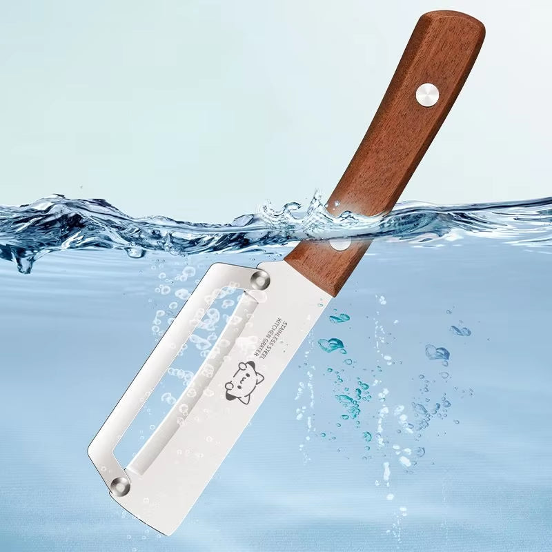 Elegant Wooden Handle Paring Knife - Versatile Kitchen Tool for Fruits and Sugarcane Scraping