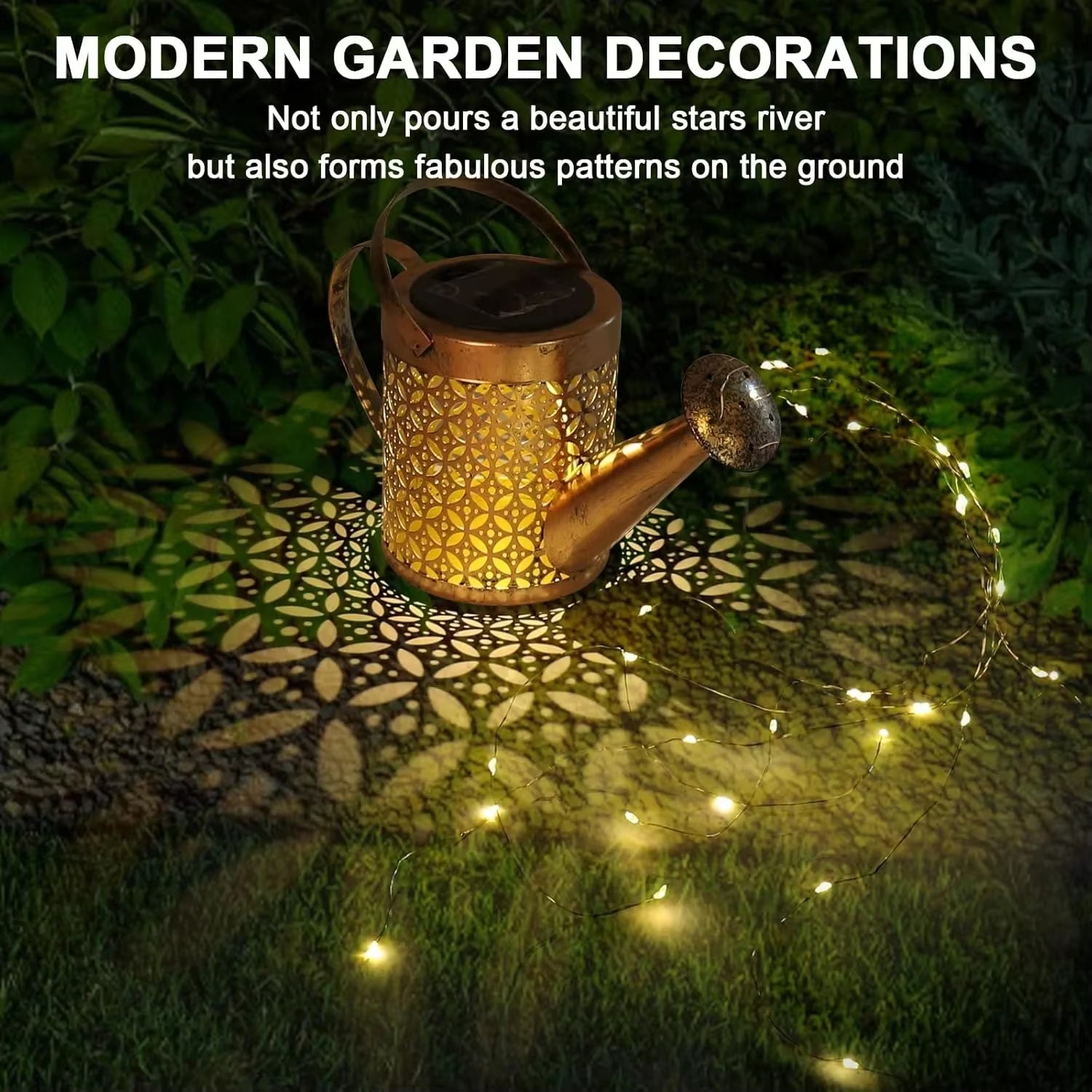 Solar LED Star Watering Can Lamp - Charming Outdoor Garden Decoration & Landscape Lighting for Trails, Lawns, and Yards