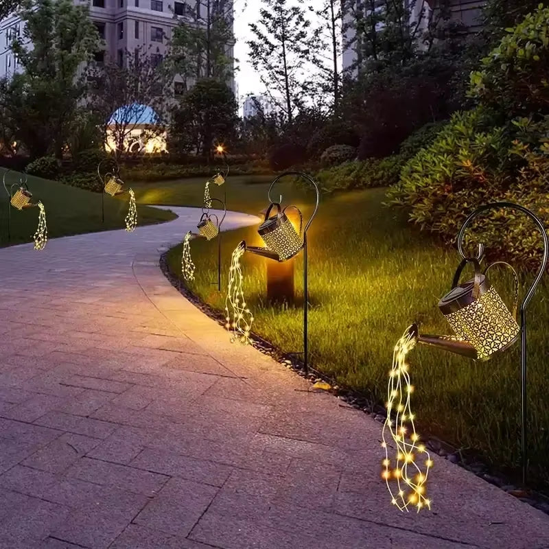 Solar LED Star Watering Can Lamp - Charming Outdoor Garden Decoration & Landscape Lighting for Trails, Lawns, and Yards