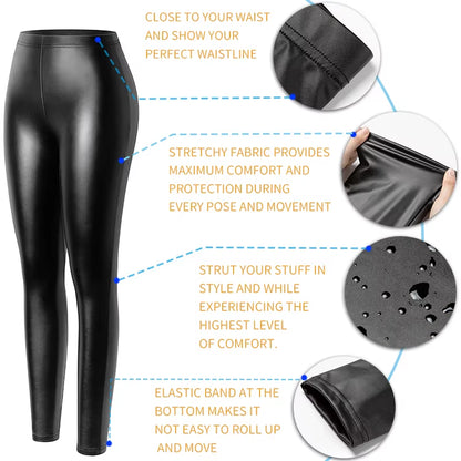 Stylish PU Faux Leather Leggings for Women - Sexy, Stretchy, and Warm Waterproof Skinny Fit