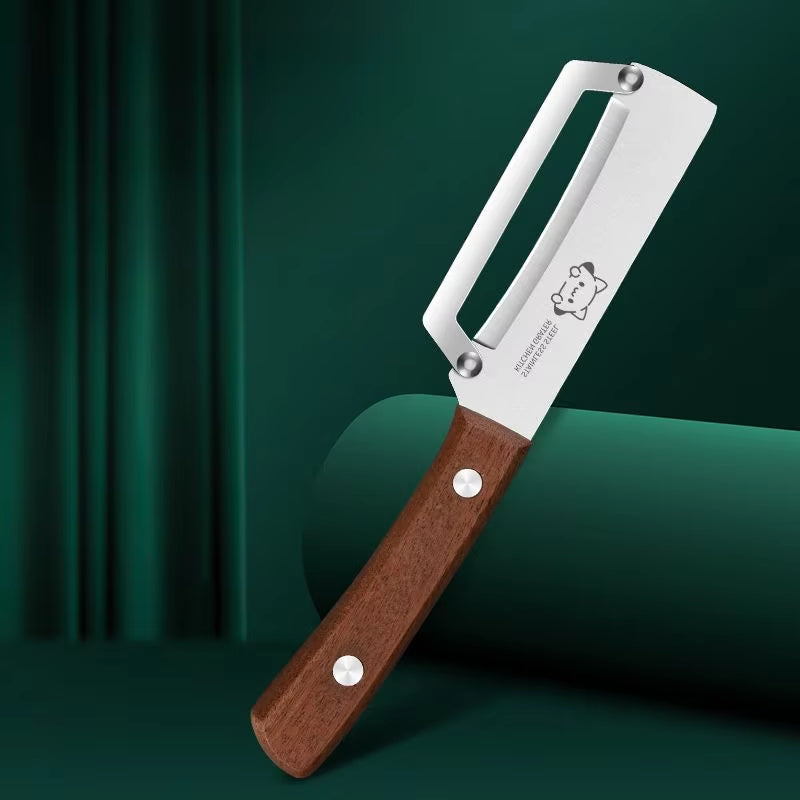 Elegant Wooden Handle Paring Knife - Versatile Kitchen Tool for Fruits and Sugarcane Scraping