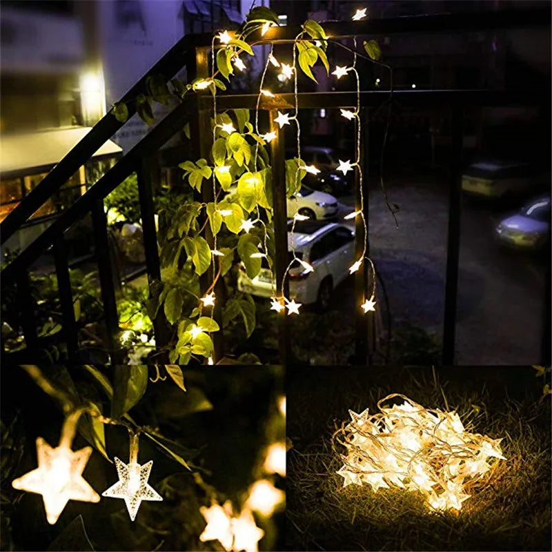 Enchanting LED Star Fairy String Lights - Battery-Powered Garland for Christmas, Weddings, and Home Decor (1M/3M/6M/10M)