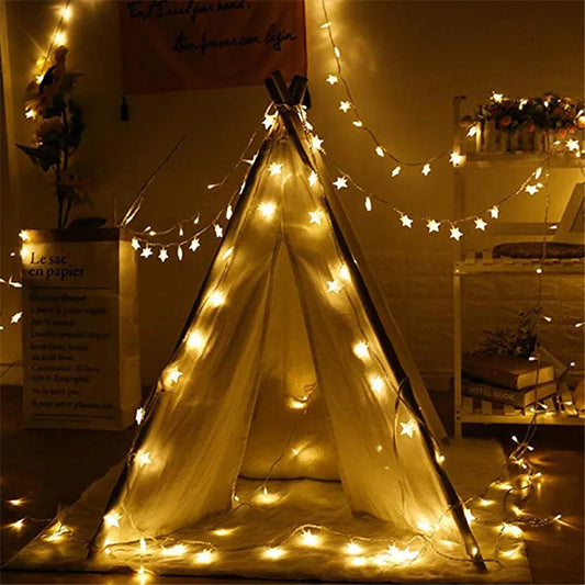 Enchanting LED Star Fairy String Lights - Battery-Powered Garland for Christmas, Weddings, and Home Decor (1M/3M/6M/10M)