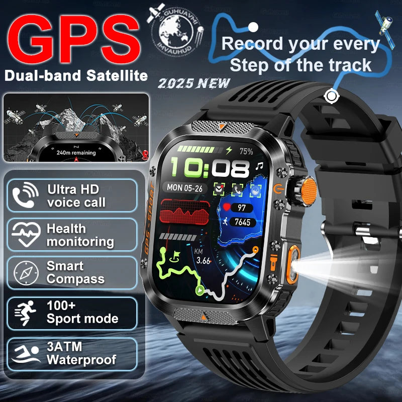 XIAOMI 2025 Military GPS Smart Watch - 2.01" Waterproof, Bluetooth Call, 540mAh Battery, Compass