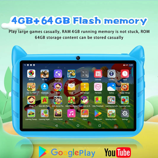 Kids Tablet 7-Inch – 4GB RAM, 64GB Storage, 5G WiFi, Dual Camera, 4000mAh Battery