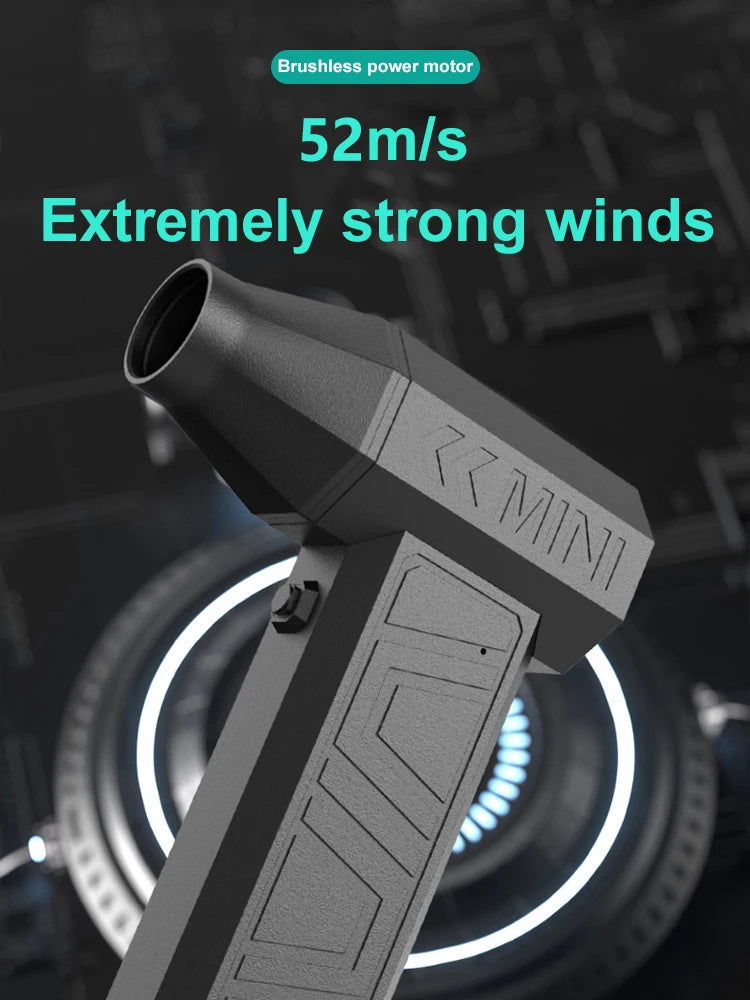 200000 RPM Turbo Jet Blower & Vacuum – Powerful Air Cleaner with Type-C Charging & 52M/S Winds