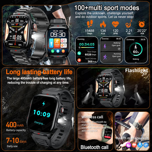 Outdoor Sport Smartwatch Men 2.0" Screen 