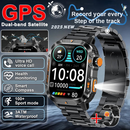 XIAOMI 2025 Military GPS Smart Watch - 2.01" Waterproof, Bluetooth Call, 540mAh Battery, Compass