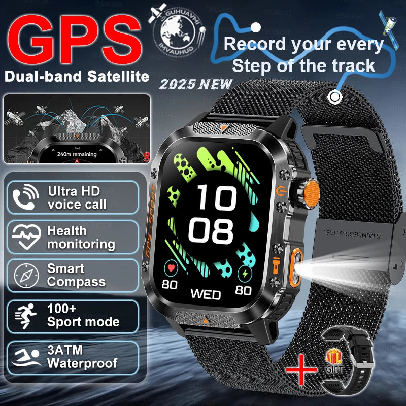XIAOMI 2025 Military GPS Smart Watch - 2.01" Waterproof, Bluetooth Call, 540mAh Battery, Compass