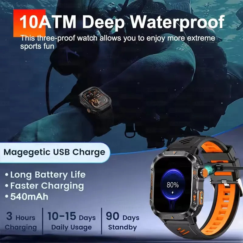 XIAOMI 2025 Military GPS Smart Watch - 2.01" Waterproof, Bluetooth Call, 540mAh Battery, Compass