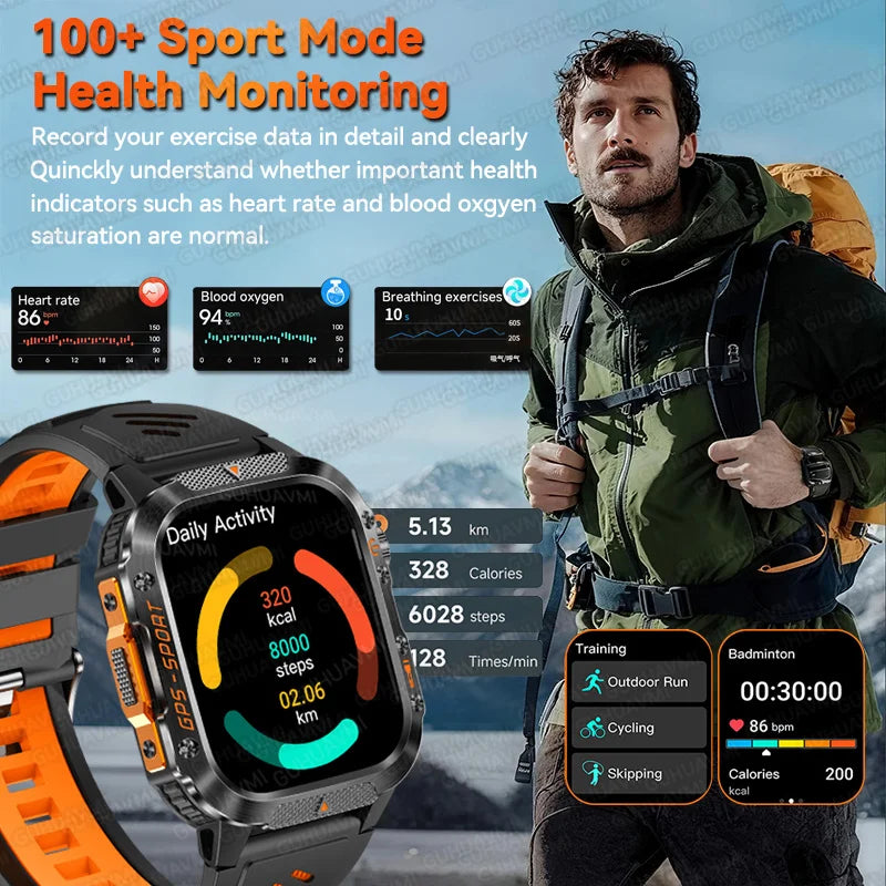 XIAOMI 2025 Military GPS Smart Watch - 2.01" Waterproof, Bluetooth Call, 540mAh Battery, Compass