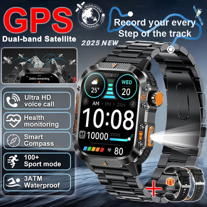 XIAOMI 2025 Military GPS Smart Watch - 2.01" Waterproof, Bluetooth Call, 540mAh Battery, Compass