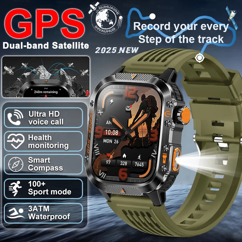 XIAOMI 2025 Military GPS Smart Watch - 2.01" Waterproof, Bluetooth Call, 540mAh Battery, Compass