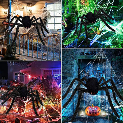 Halloween Triangle Spider Web,5M Large Plush Simulation Spider Web,Haunted Home Outdoor Yard Decoration Props