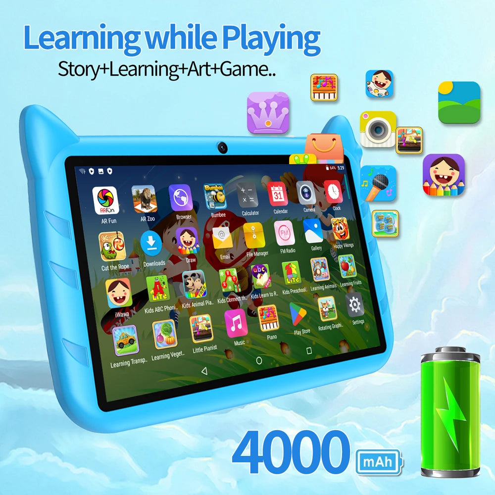 Kids Tablet 7-Inch – 4GB RAM, 64GB Storage, 5G WiFi, Dual Camera, 4000mAh Battery