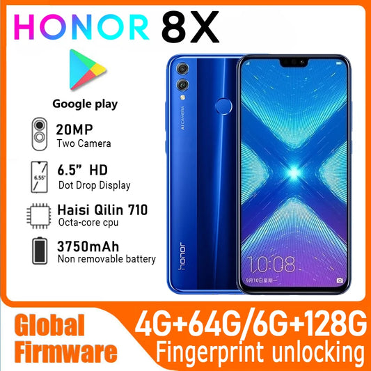8X Smartphone - Global Firmware, Haisi Qilin 710 CPU, 6.5-Inch Display, 20MP Rear Camera, 3750mAh Battery - Excellent Condition!