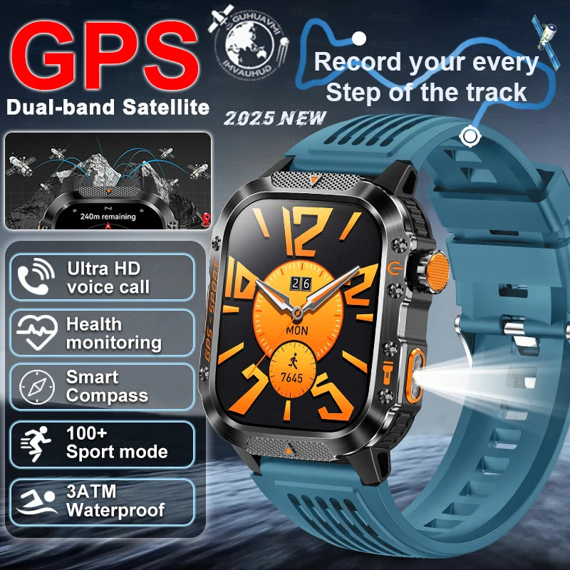 XIAOMI 2025 Military GPS Smart Watch - 2.01" Waterproof, Bluetooth Call, 540mAh Battery, Compass
