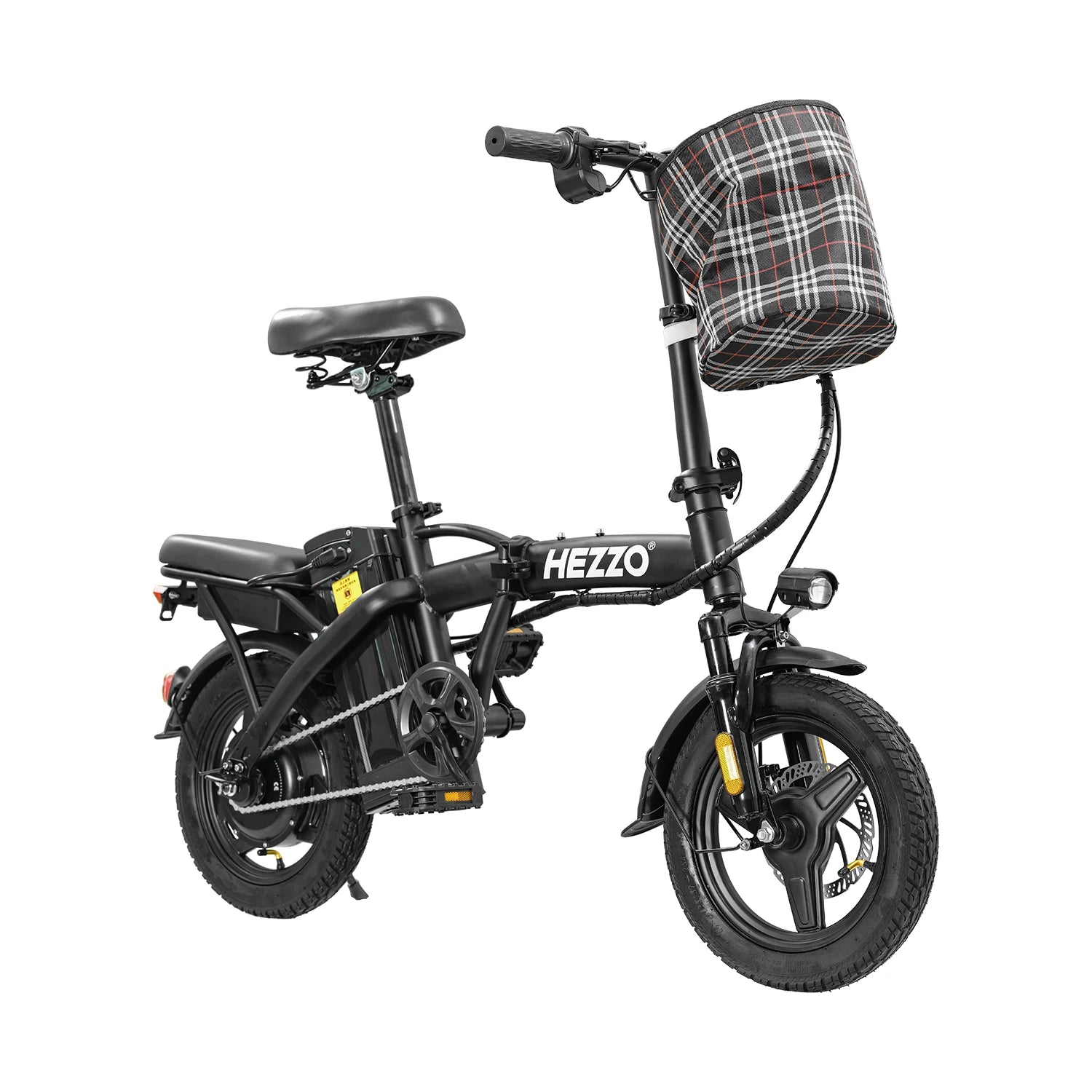 Folding Electric Bike 14Inch - 48V 400W, Lightweight Carbon Steel Frame with Basket for Adults