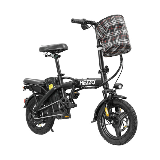Folding Electric Bike 14Inch - 48V 400W, Lightweight Carbon Steel Frame with Basket for Adults