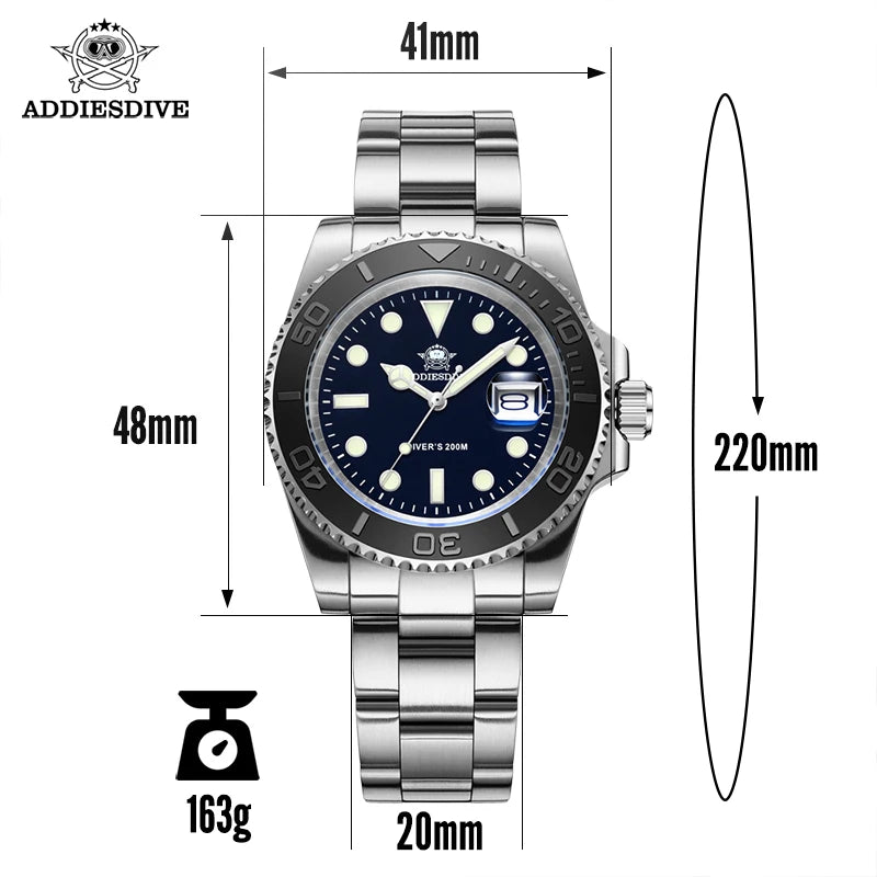 Addiesdive Yacht-Master Stainless Steel Diving Watch