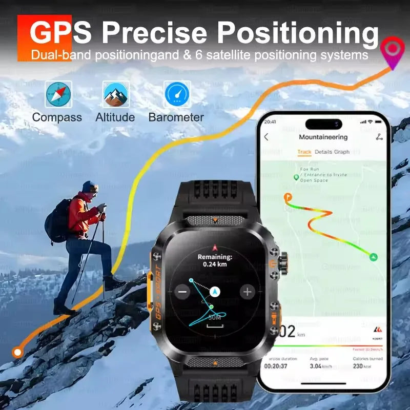 XIAOMI 2025 Military GPS Smart Watch - 2.01" Waterproof, Bluetooth Call, 540mAh Battery, Compass