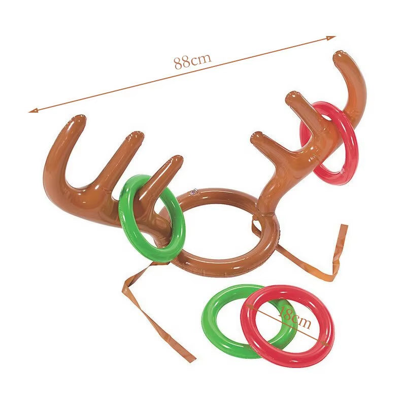 Inflatable Reindeer Antler Hat Ring Toss Game - Fun Christmas Family Game & Kids Gift for 2023 Holiday Celebrations!