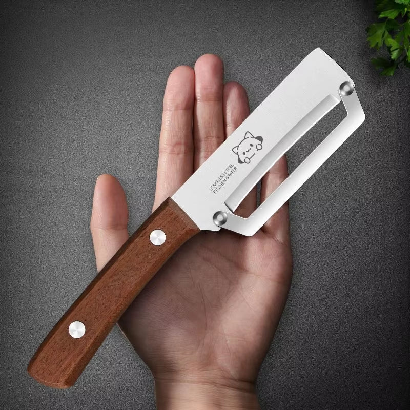 Elegant Wooden Handle Paring Knife - Versatile Kitchen Tool for Fruits and Sugarcane Scraping