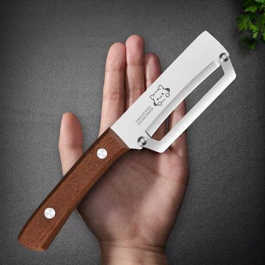 Elegant Wooden Handle Paring Knife - Versatile Kitchen Tool for Fruits and Sugarcane Scraping