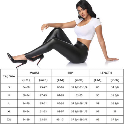 Stylish PU Faux Leather Leggings for Women - Sexy, Stretchy, and Warm Waterproof Skinny Fit