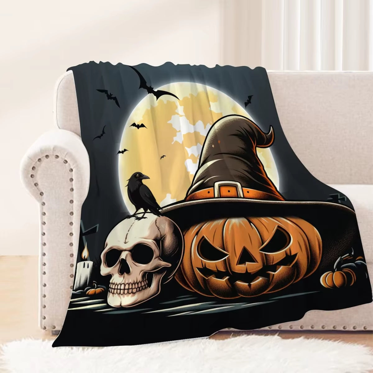 Cozy Halloween Throw Blanket - Soft Fleece for Adults & Kids, Perfect for Living Room or Bedroom!