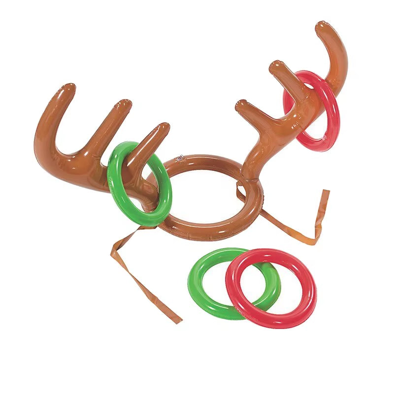 Inflatable Reindeer Antler Hat Ring Toss Game - Fun Christmas Family Game & Kids Gift for 2023 Holiday Celebrations!