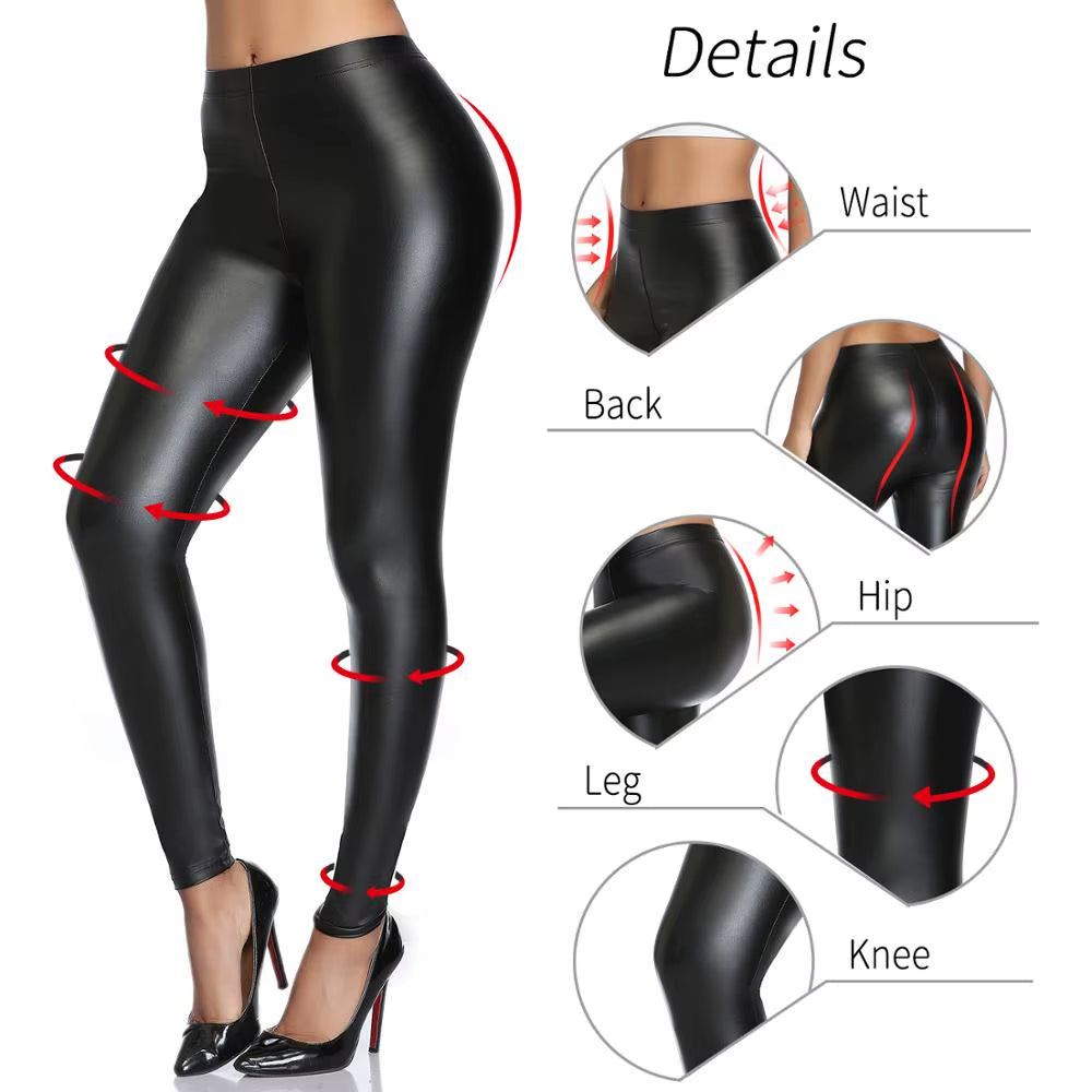 Stylish PU Faux Leather Leggings for Women - Sexy, Stretchy, and Warm Waterproof Skinny Fit