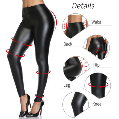 Stylish PU Faux Leather Leggings for Women - Sexy, Stretchy, and Warm Waterproof Skinny Fit